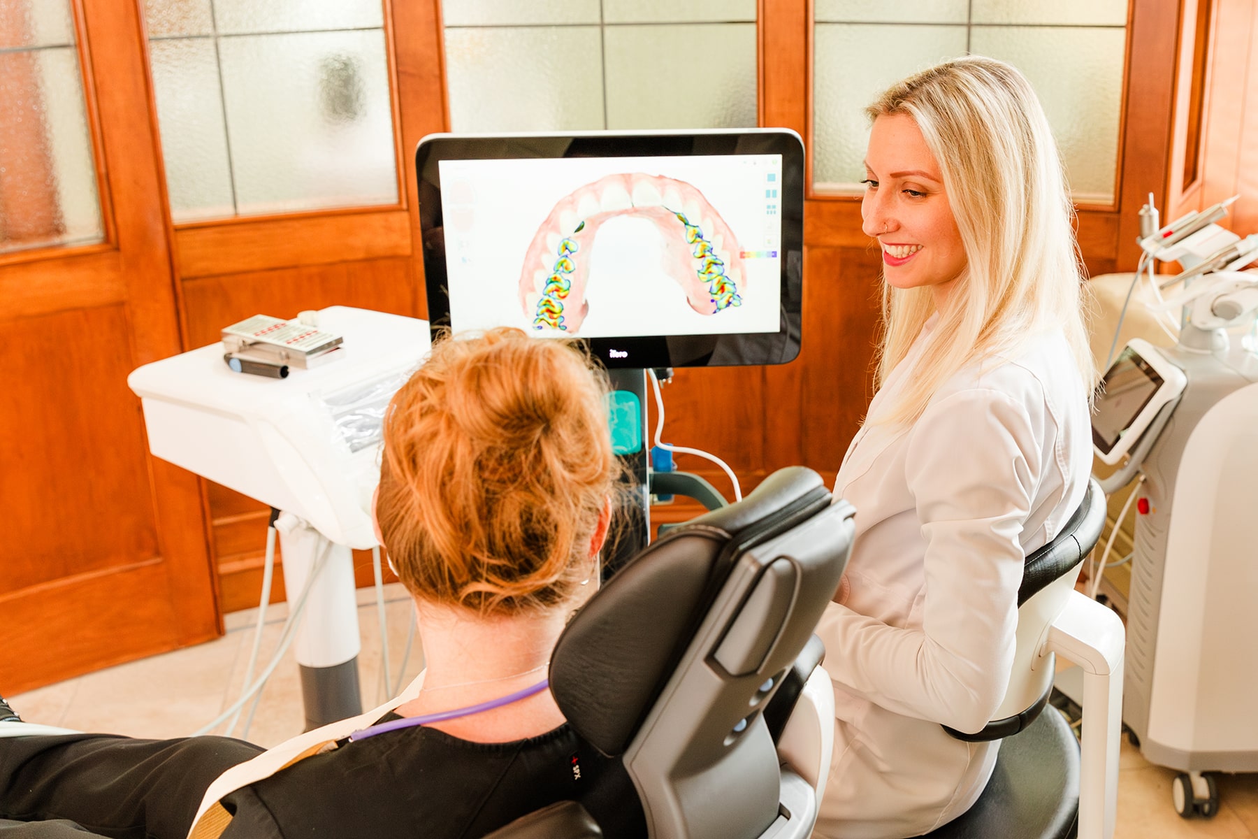 Woman at the family dentist in New Albany, OH