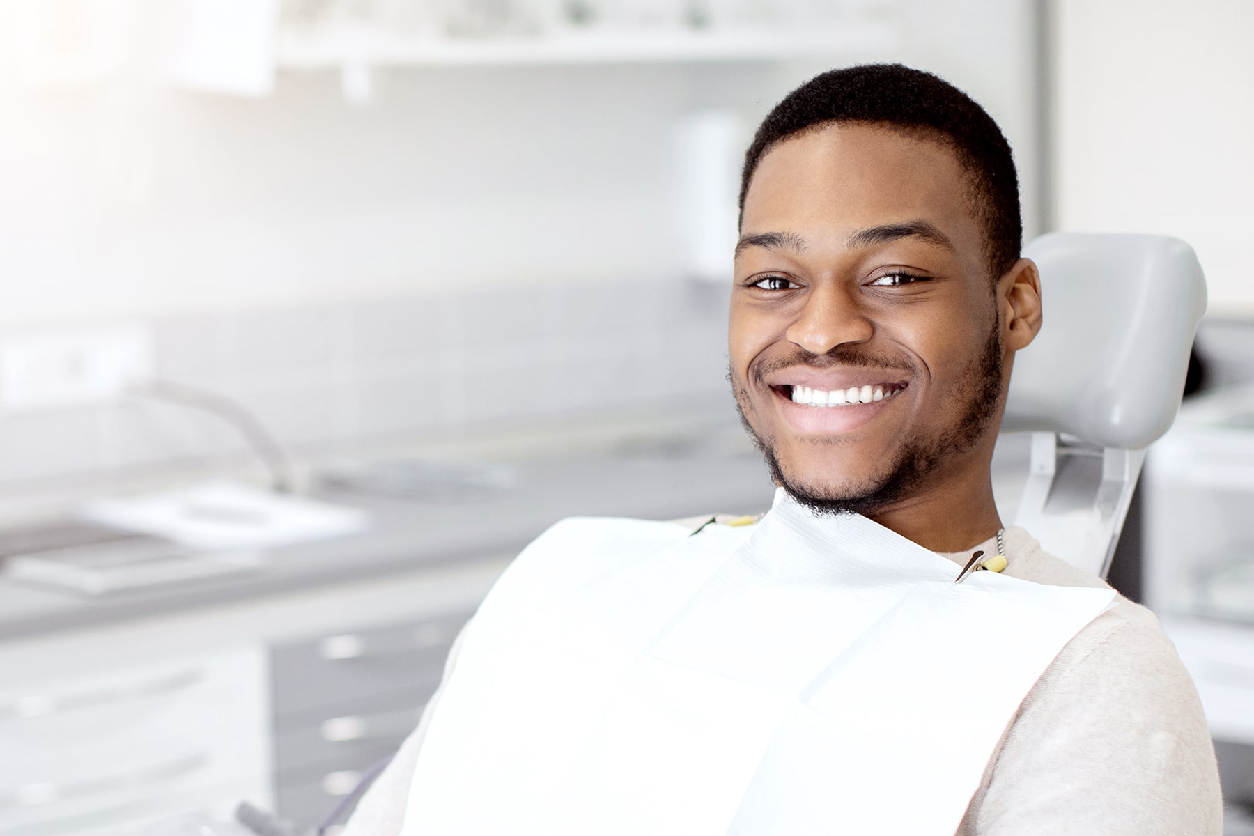 Man at teeth whitening appointment in New Albany, OH